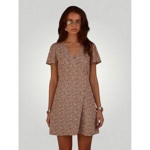 J.Crew Mercantile Floral Faux Wrap Mini Dress 14 Cream Pink Navy Pippa Middleton